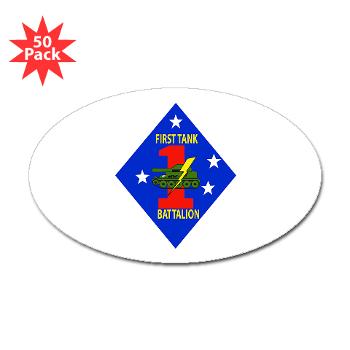 1TB1MD - M01 - 01 - 1st Tank Battalion - 1st Mar Div - Sticker (Oval 50 pk) - Click Image to Close